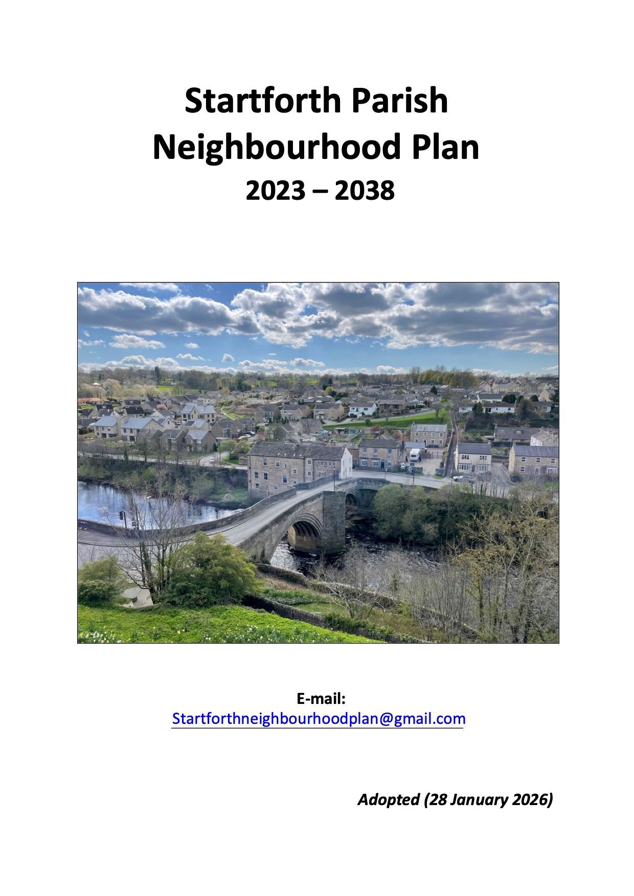 Cover page of Startforth Neighbourhood Plan 2023-2038