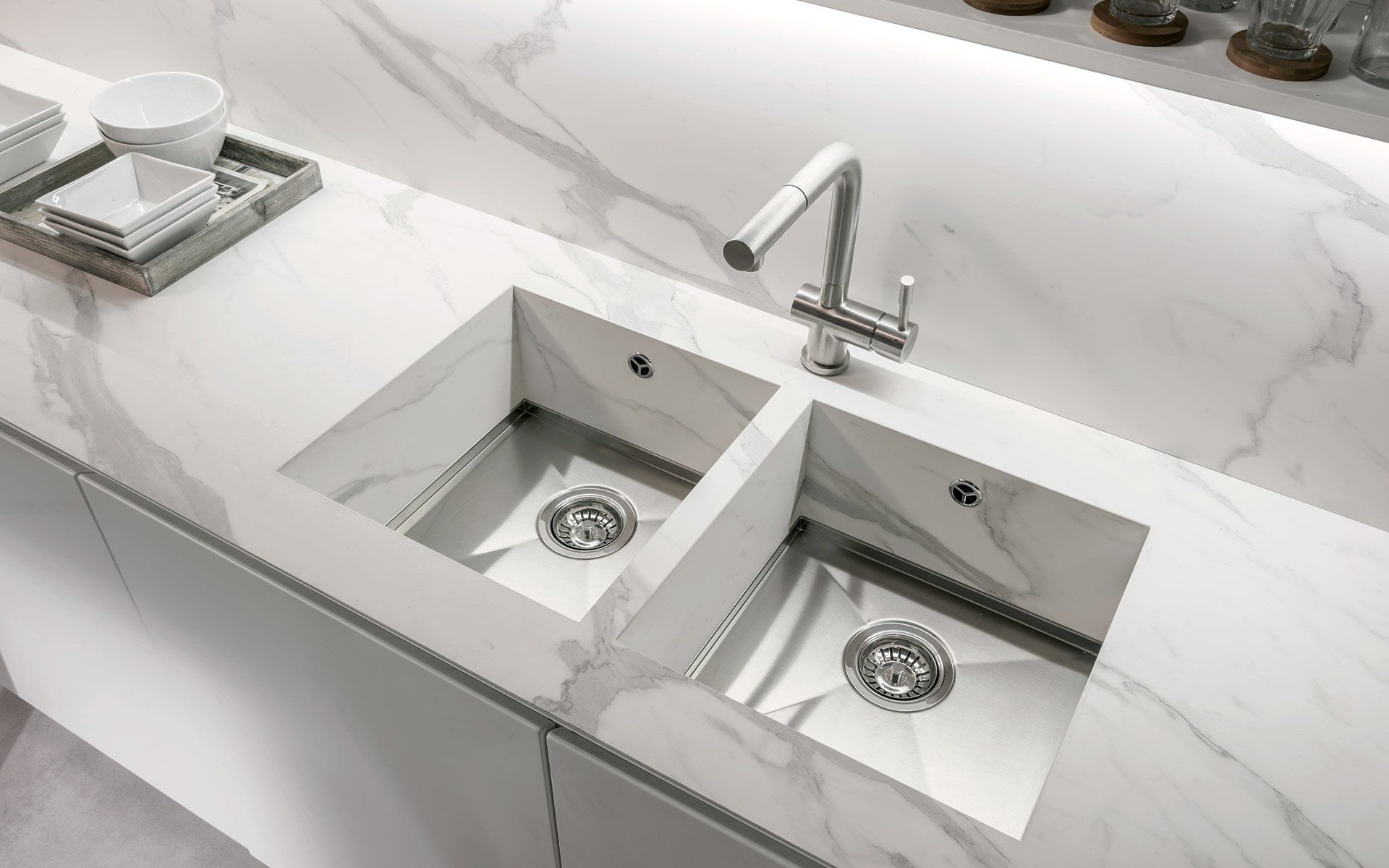 Doppia vasca integrata L.36cm