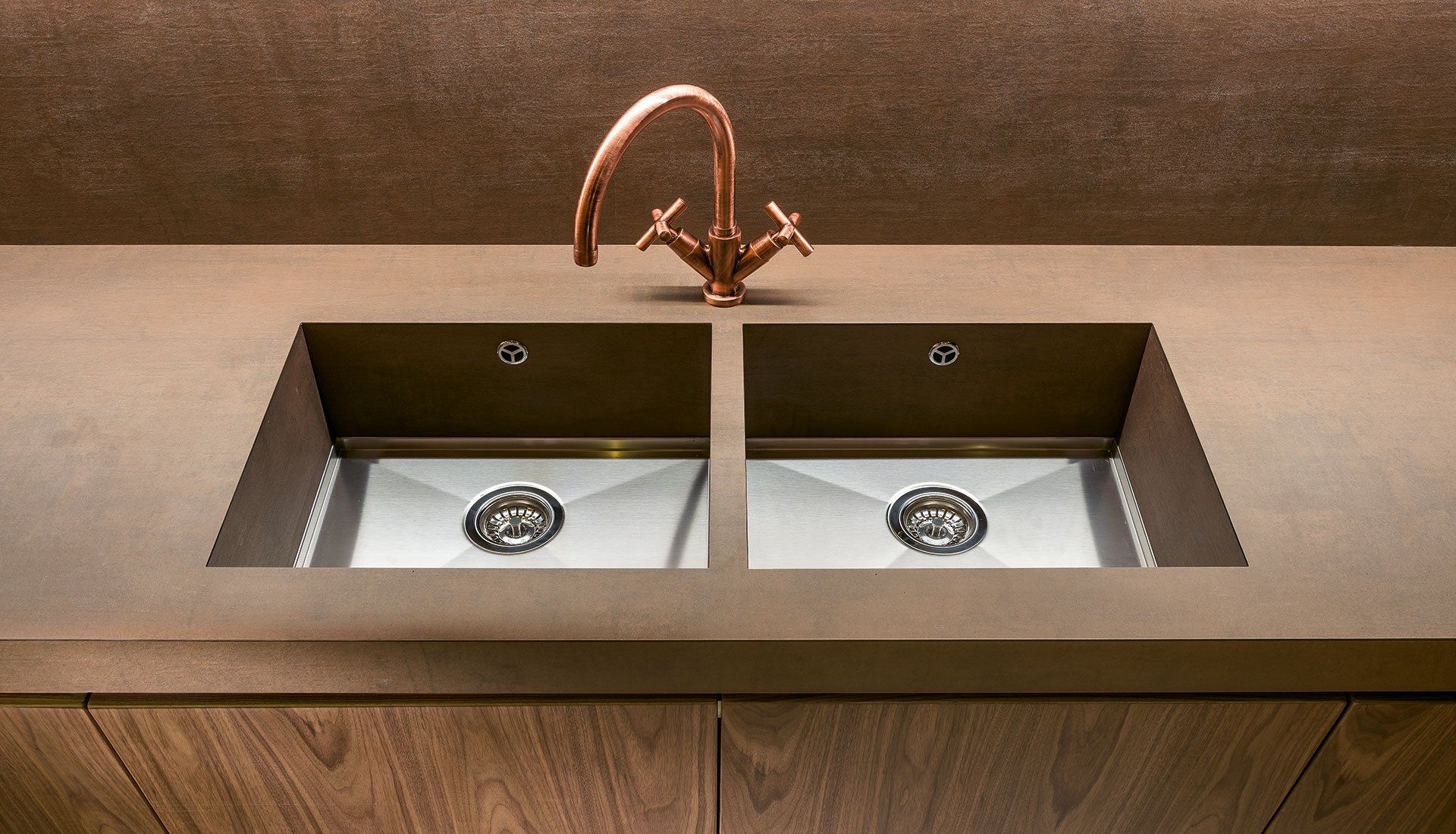 Doppia vasca integrata L.36cm