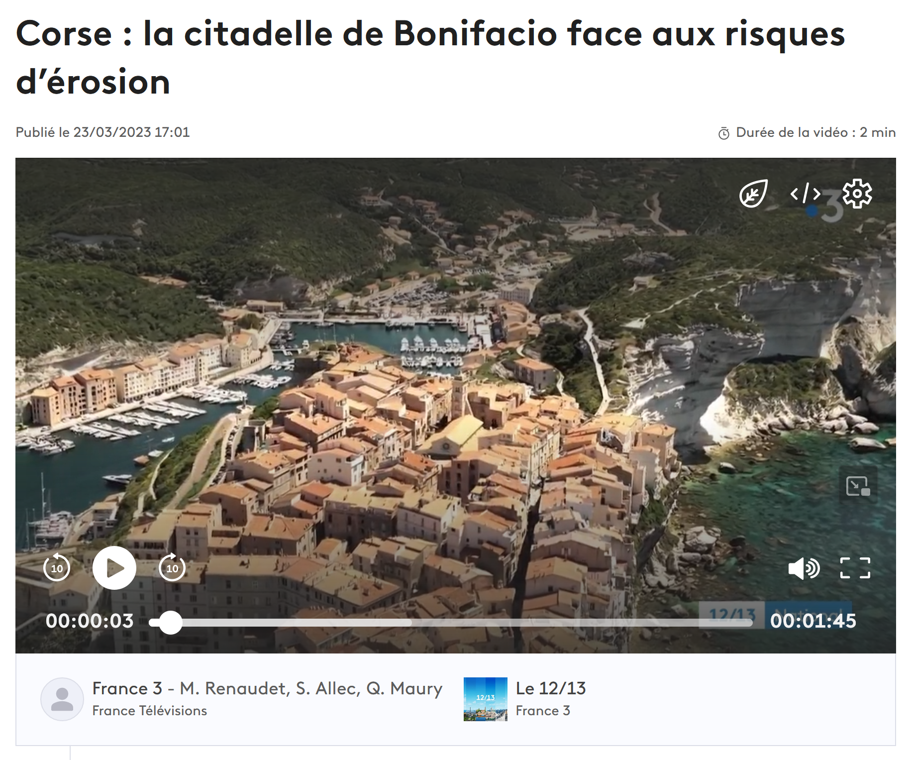 bonifacio insulairdrone drone corse france tv