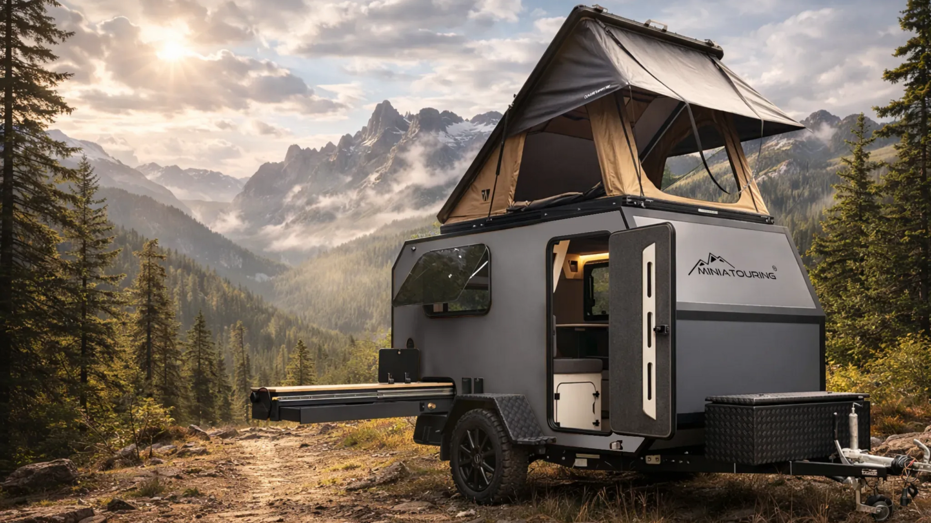 Innenraum aus Holz teardrop Wohnwagen
