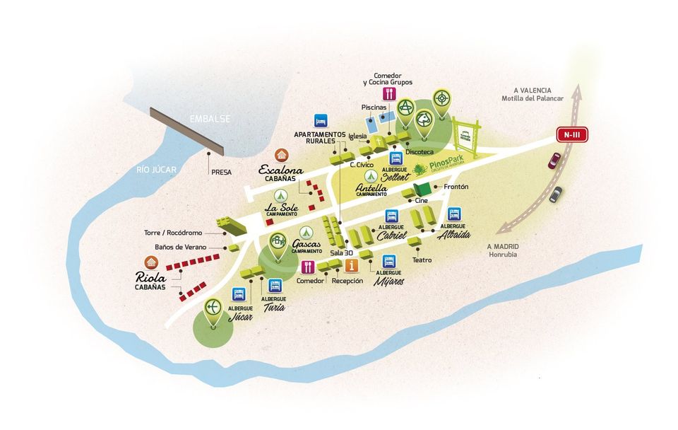 Plano de los puntos de encuentro de las actividades de acción