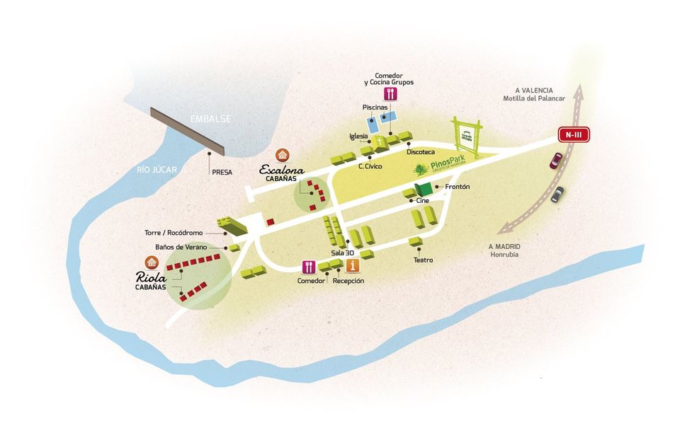 Plano general de ubicación de las cabañas