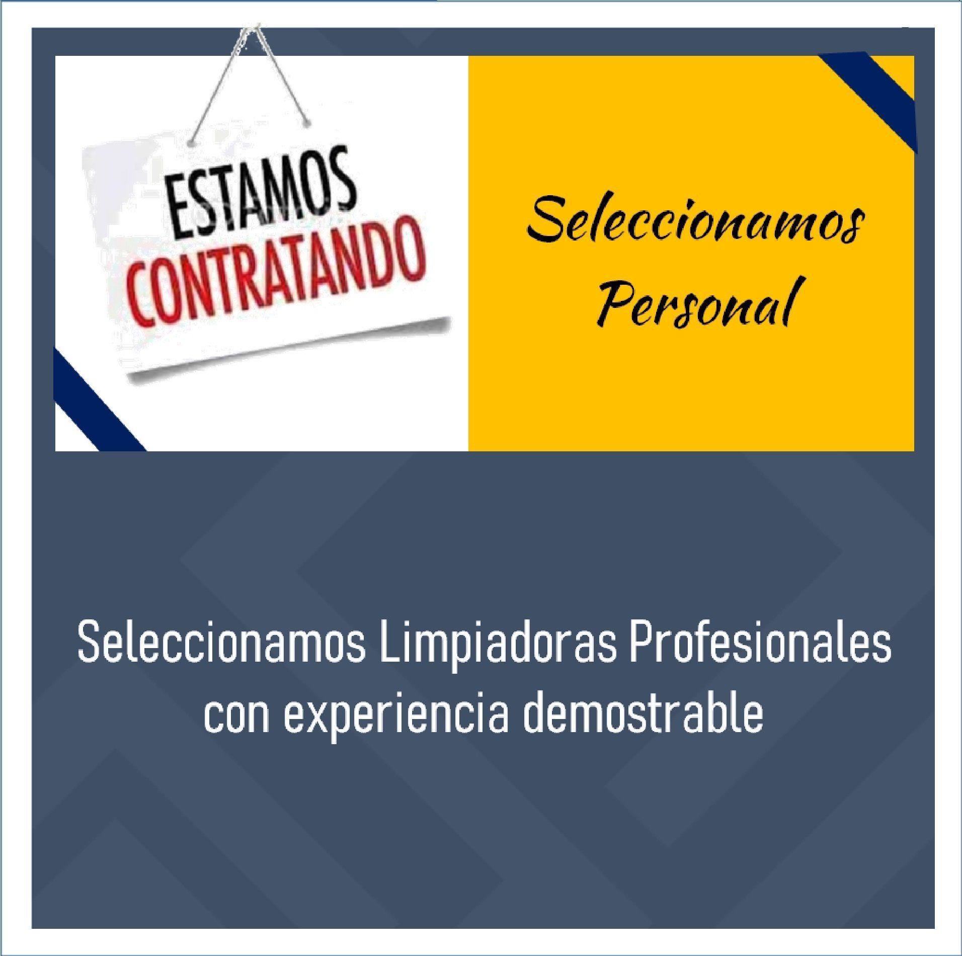 Seleccionamos personal trabajo de limpieza limpiadora