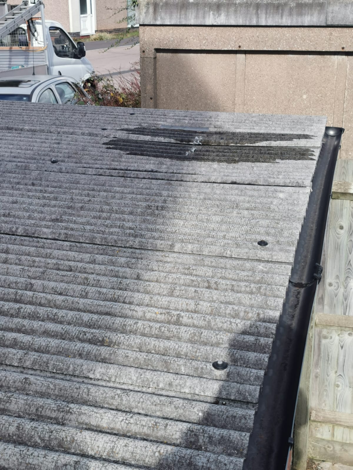 Old corrugated roof sheets removal