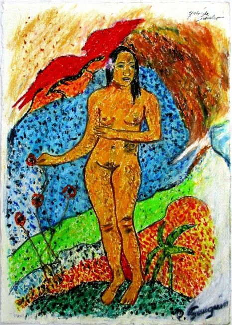 nachgemalte von hand gezeichnete und gemalte reproduktionen von paul gauguin ein akt eva