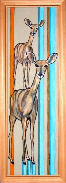 kunst kaufen im zeitgenoessischen stil ein tierbild zwei gazellen mit rahmen schattenfuge von der kuenstlerin gabriele sauler