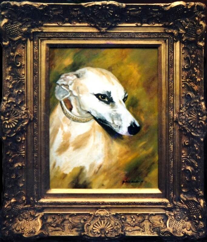 greyhound hund gemaelde in oel malen lassen nach foto fue die ewigkeit 