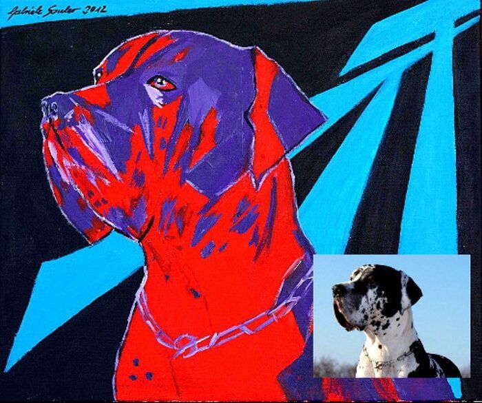 hund modern malen lassen seine dogge von hundemalerin gabriele sauler anfertigen als auftragsmalerei die nach foto und bestellung hunde abstrakt malt