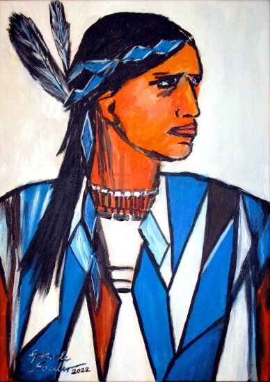Gemalter Indianer zeitgenoessisch gemalt zum kaufen