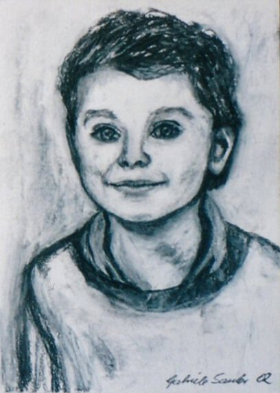Kind Maedchen gezeichnet und gemalt nach Foto als Auftragsmalerei