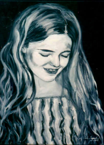 portrait malen lassen in schwarz weiss eine portraitmalerei ein kinderbild in oel gemalt von kuenstlerin gabriele sauler
