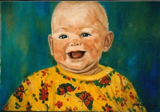 Kinderportrait handgemaltes Gemaelde in Oel malen lassen nach Foto