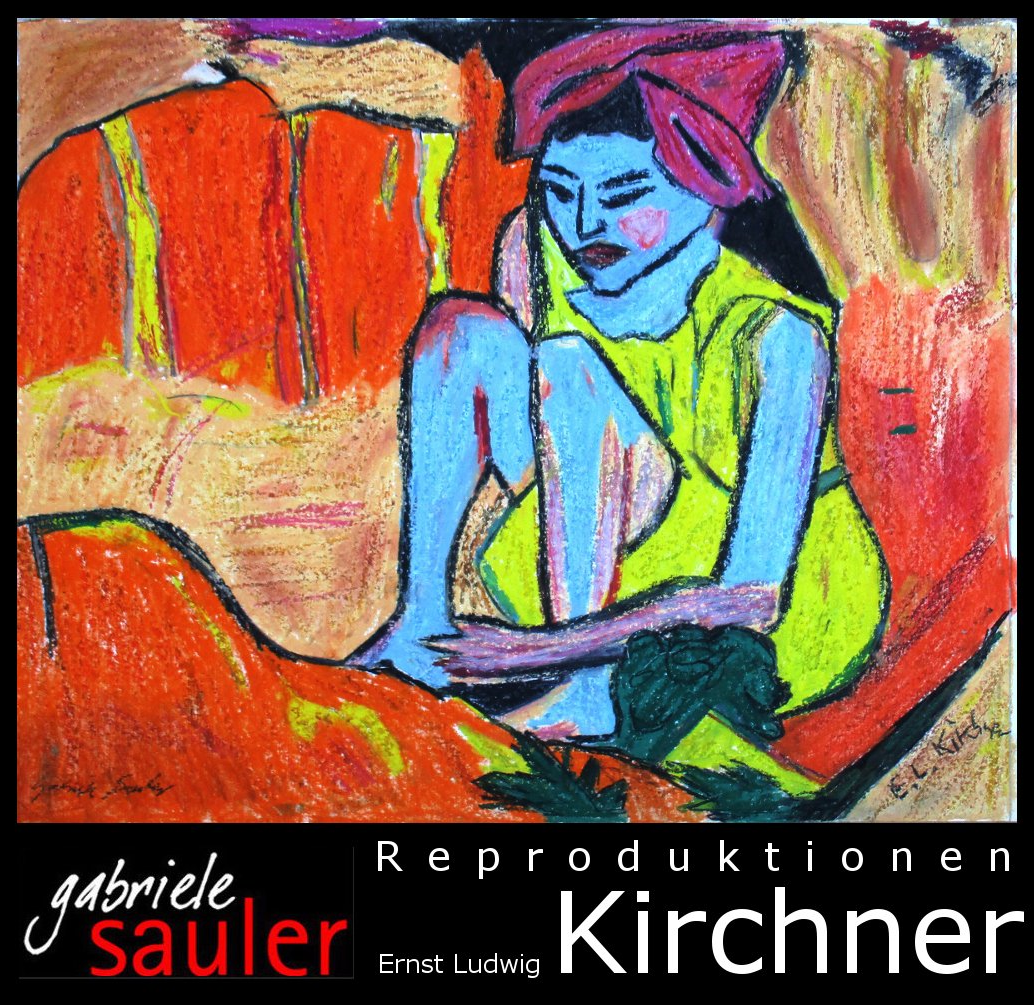 Reproduktion Kirchner Das blaue Maedchen in der Sonne Zeichnung zeichnen lassen