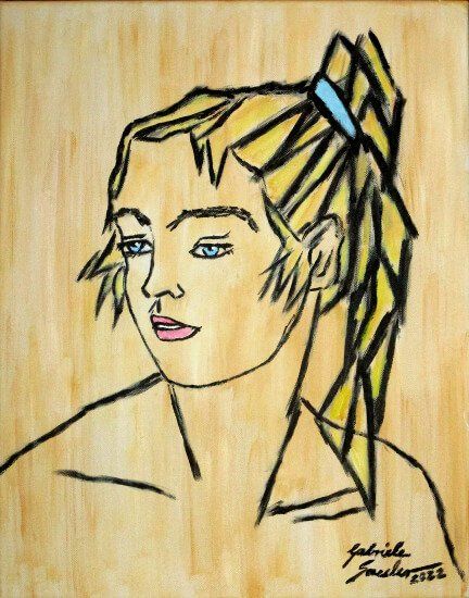 portrait im klimt stil ein maedchen mit pferdeschwanz gemalt kunstwerke im internet kaufen