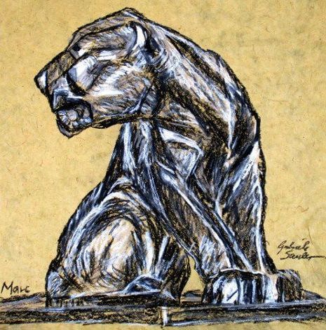 kunstanfertigung eine zeichnung kunstkopie von gabriele sauler gezeichnet der panther ein raubtier von franz marc