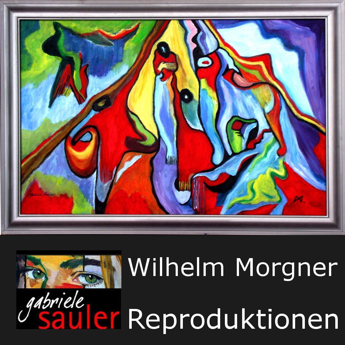 Moderne berühmte Bilder abmalen lassen sich eine Kopie anfertigen lassen von Wilhelm Morgner Komposition Tempera Öl auf Leinwand gemalt von Gabriele Sauler