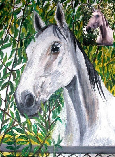 Pferdeportrait Pferdekopf gemalt so ein Bild koennen Sie sich auch bestellen bei Pferdemalerin Gabriele Sauler