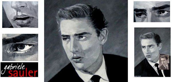 Portrait gemalt in schwarz weiss nach Foto