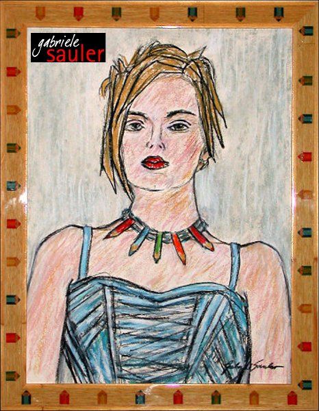 Modernes gezeichnet Portrait Zeichnung von einem Maedchen Portrait Kunst kaufen im Internet von Portraitmalerin Gabriele Sauler