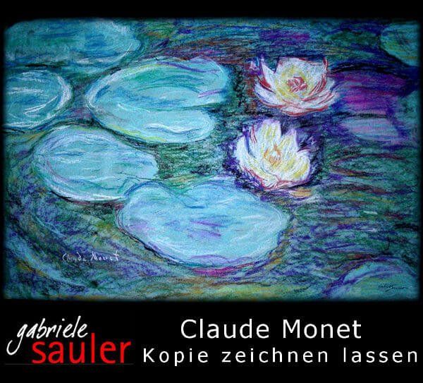 Seerosen nach Monet zeichnen oder malen lassen von Gabriele Sauler der Kopistin von Stuttgart