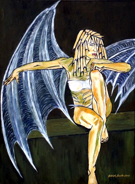 weiblicher vampir dracula gemalt in acryl als gemaelde kaufen