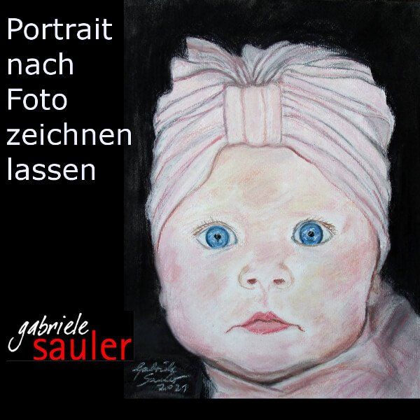 Eine Baby Zeichnung nach Foto gezeichnet von Portraitzeichnerin sein Baby als Portrait vom Foto zeichnen lasse