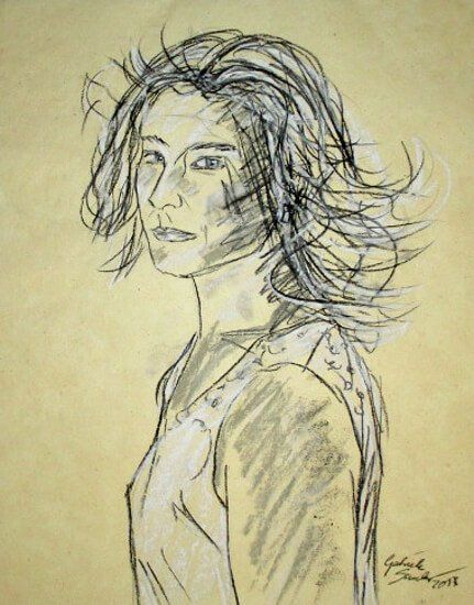 Eine gezeichnete Zeichnungen einer Frau als Portrait zeichnen lassen nach Foto