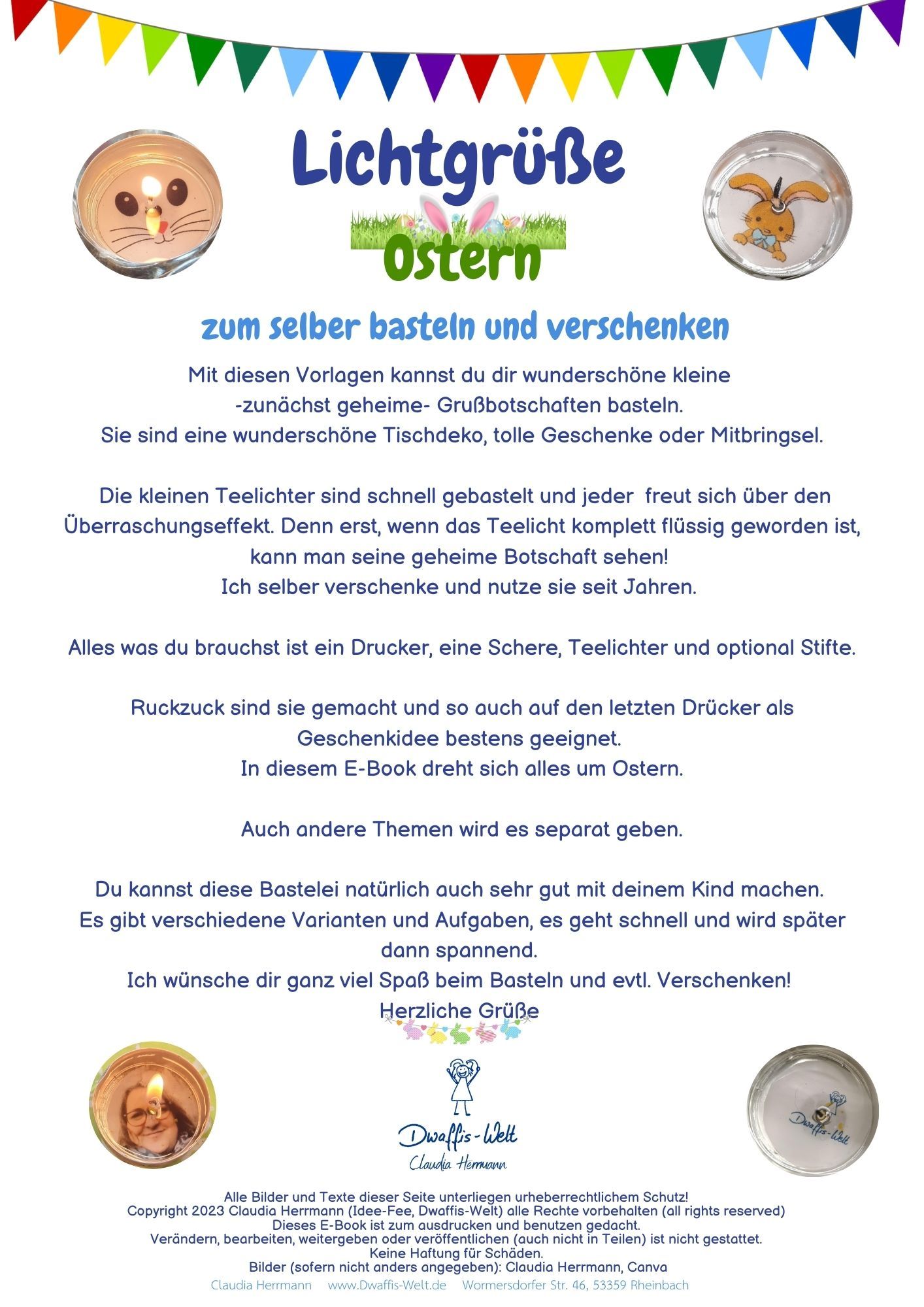 Lichtgrüße Liebe/Valentin. Mit diesen Vorlagen kannst du dir wunderschöne kleine -zunächst geheime- Grußbotschaften basteln. Sie sind eine wunderschöne Tischdeko, tolle Geschenke oder Mitbringsel. Die kleinen Teelichter sind schnell gebastelt und jeder freut sich über den Überraschungseffekt. Denn erst, wenn das Teelicht komplett flüssig geworden ist, kann man seine geheime Botschaft sehen! Ich selber verschenke und nutze sie seit Jahren. Alles was du brauchst ist ein Drucker, eine Schere, Teelichter und optional Stifte. Ruckzuck sind sie gemacht und so auch auf den letzten Drücker als Geschenkidee bestens geeignet. In diesem E-Book dreht sich alles um die Liebe, Valentin z.B. Hochzeit ist so groß, dafür mache ich ein eigenes Bastel-E-Book. Auch andere Themen wird es separat geben. Du kannst diese Bastelei natürlich auch sehr gut mit deinem Kind machen. Es gibt verschiedene Varianten und Aufgaben, es geht schnell und wird später dann spannend. Ich wünsche dir ganz viel Spaß beim Basteln und evtl. Verschenken!