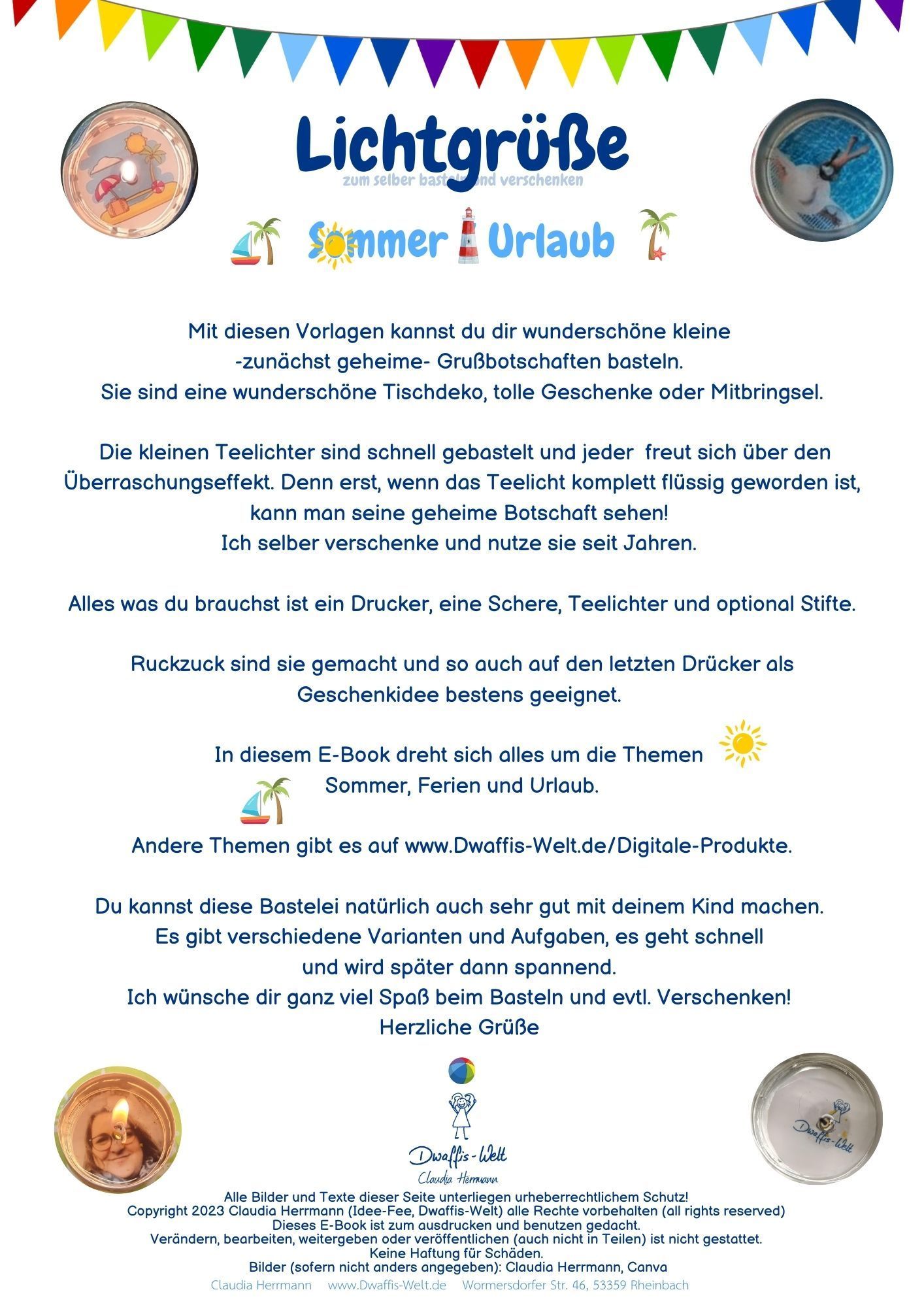 Lichtgrüße Liebe/Valentin. Mit diesen Vorlagen kannst du dir wunderschöne kleine -zunächst geheime- Grußbotschaften basteln. Sie sind eine wunderschöne Tischdeko, tolle Geschenke oder Mitbringsel. Die kleinen Teelichter sind schnell gebastelt und jeder freut sich über den Überraschungseffekt. Denn erst, wenn das Teelicht komplett flüssig geworden ist, kann man seine geheime Botschaft sehen! Ich selber verschenke und nutze sie seit Jahren. Alles was du brauchst ist ein Drucker, eine Schere, Teelichter und optional Stifte. Ruckzuck sind sie gemacht und so auch auf den letzten Drücker als Geschenkidee bestens geeignet. In diesem E-Book dreht sich alles um die Liebe, Valentin z.B. Hochzeit ist so groß, dafür mache ich ein eigenes Bastel-E-Book. Auch andere Themen wird es separat geben. Du kannst diese Bastelei natürlich auch sehr gut mit deinem Kind machen. Es gibt verschiedene Varianten und Aufgaben, es geht schnell und wird später dann spannend. Ich wünsche dir ganz viel Spaß beim Basteln und evtl. Verschenken!