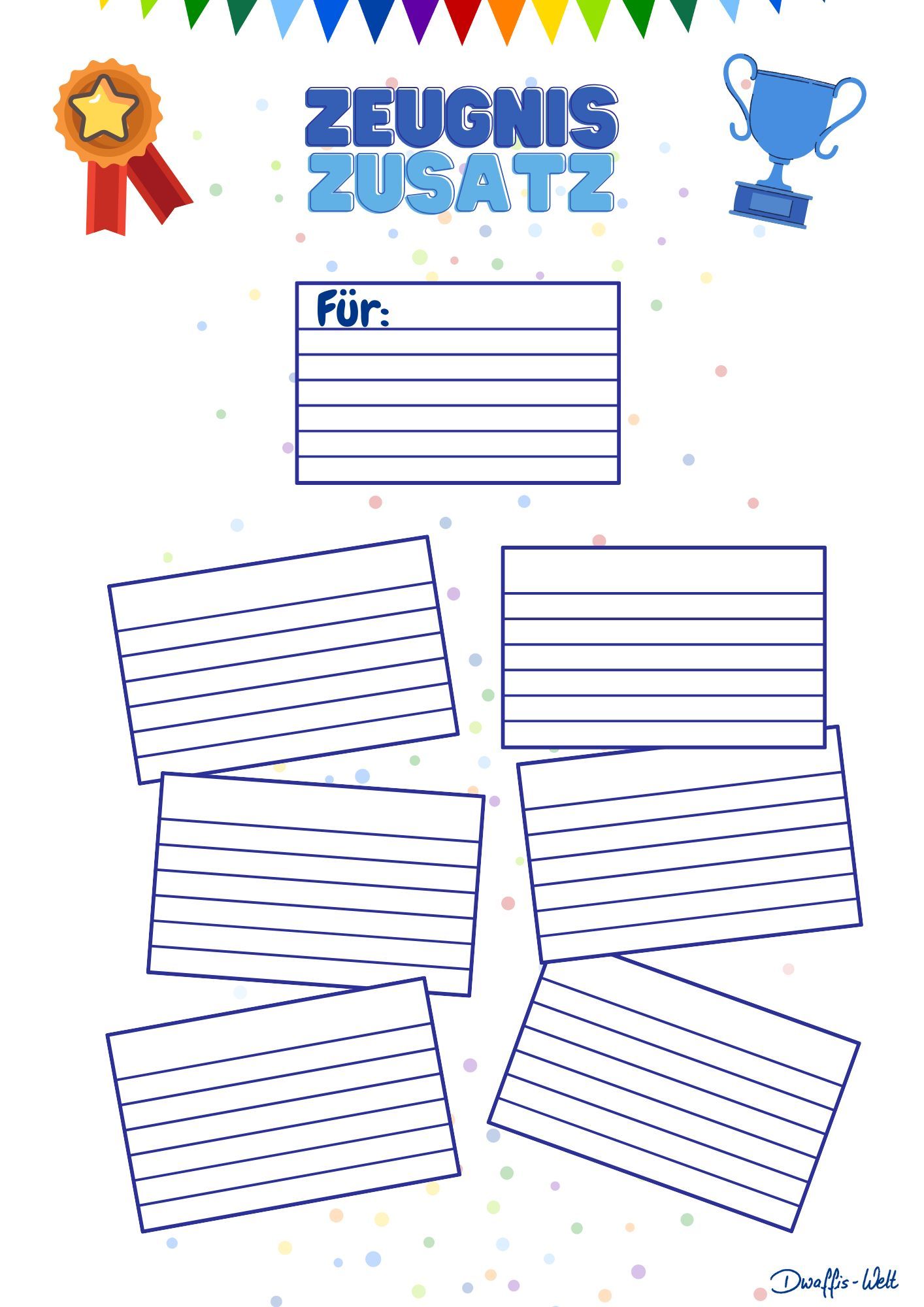 Ein Zeugnis Zusatz für Kinder. Sie leisten so viel mehr in der Schule als Zensuren es sagen. Zeit es ihnen zu zeigen und die Leistung anzuerkennen. Kinder motivieren und stärken heißt es.