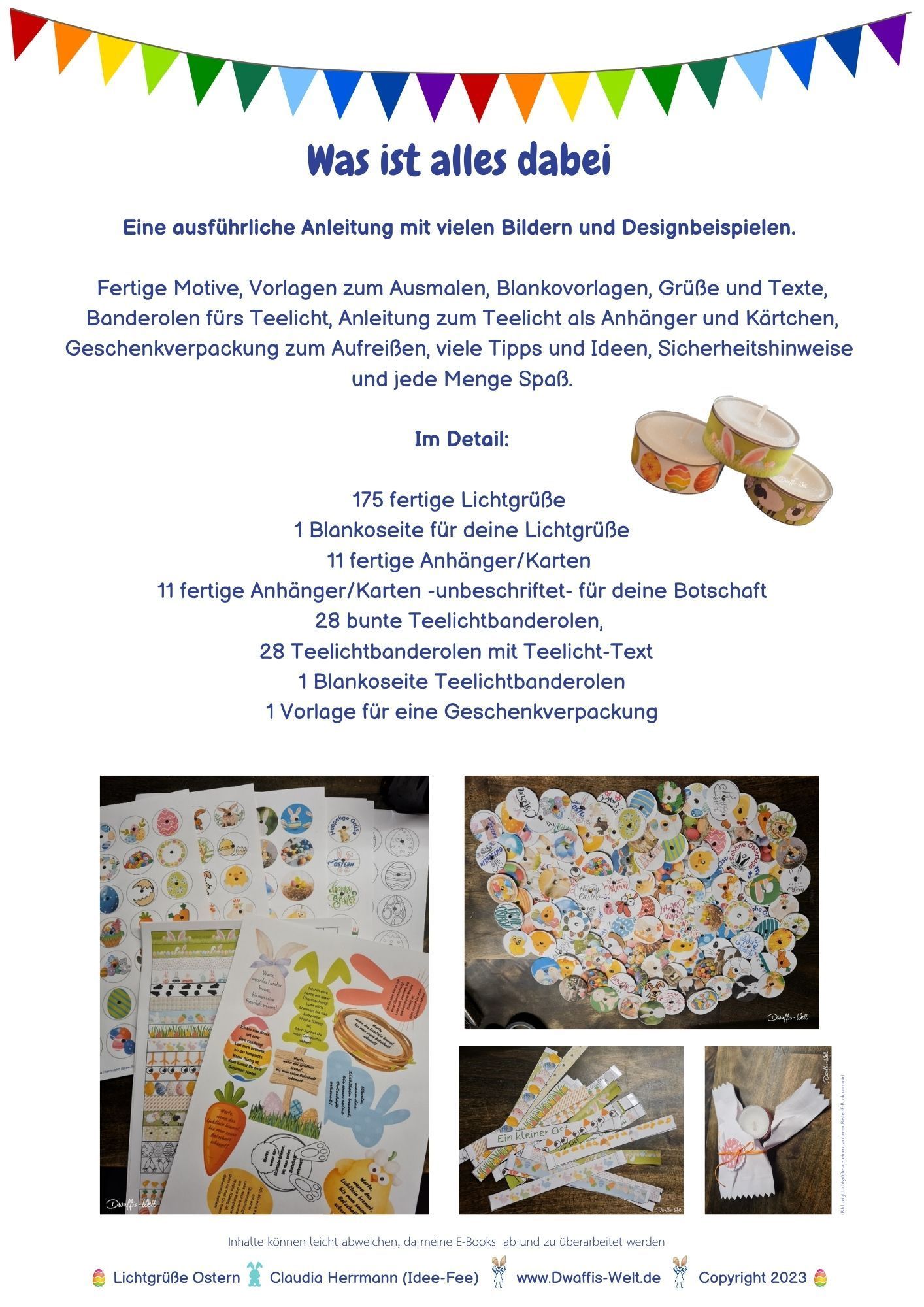 Was ist alles im E-Book Lichtgrüße Liebe/Valentin enthalten? Eine ausführliche Anleitung mit vielen Bildern und Designbeispielen. Blankovorlagen, Vorlagen zum Ausmalen, fertige Motive, Grüße und Texte, Banderolen fürs Teelicht, Anleitung zum Teelicht als Anhänger und Kärtchen, viele Tipps und Ideen, Sicherheitshinweise und jede Menge Spaß. Im Detail: 175 fertige Lichtgrüße 1 Blankoseite für deine Lichtgrüße 21 fertige Anhänger/Karten 21 fertige Anhänger/Karten -unbeschriftet- für deine Botschaft 28 bunte Teelichtbanderolen, 28 Teelichtbanderolen mit Text 1 Blankoseite Teelichtbanderolen 1 Vorlage für eine Geschenkverpackung