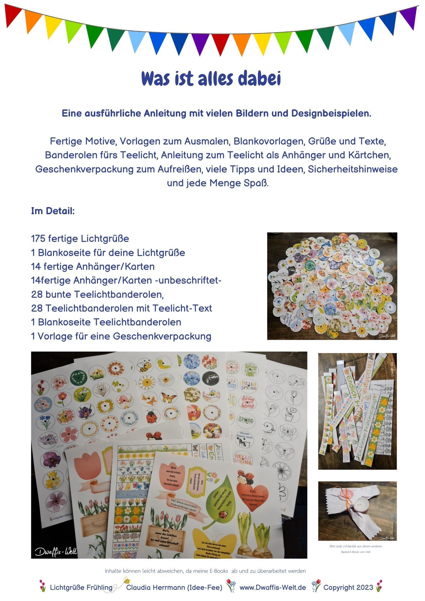 Was ist alles im E-Book Lichtgrüße Liebe/Valentin enthalten? Eine ausführliche Anleitung mit vielen Bildern und Designbeispielen. Blankovorlagen, Vorlagen zum Ausmalen, fertige Motive, Grüße und Texte, Banderolen fürs Teelicht, Anleitung zum Teelicht als Anhänger und Kärtchen, viele Tipps und Ideen, Sicherheitshinweise und jede Menge Spaß. Im Detail: 175 fertige Lichtgrüße 1 Blankoseite für deine Lichtgrüße 21 fertige Anhänger/Karten 21 fertige Anhänger/Karten -unbeschriftet- für deine Botschaft 28 bunte Teelichtbanderolen, 28 Teelichtbanderolen mit Text 1 Blankoseite Teelichtbanderolen 1 Vorlage für eine Geschenkverpackung