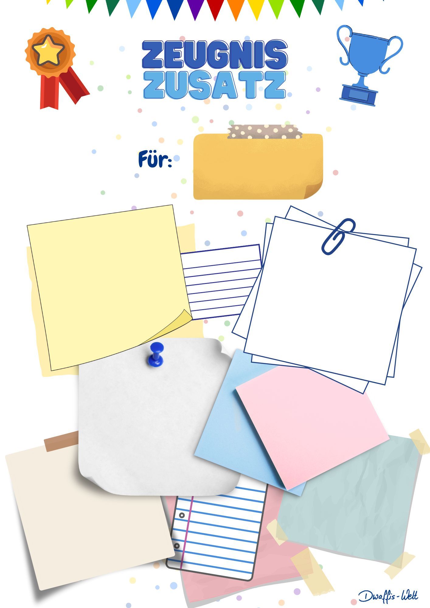 Ein Zeugnis Zusatz für Kinder. Sie leisten so viel mehr in der Schule als Zensuren es sagen. Zeit es ihnen zu zeigen und die Leistung anzuerkennen. Kinder motivieren und stärken heißt es.