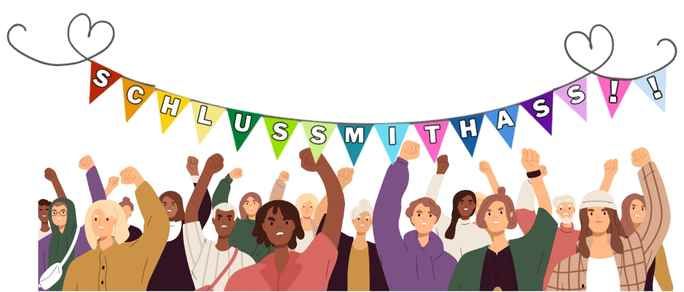 Girlande gegen Rechts, Dwaffis-Welt, Statement Wimpelkette,