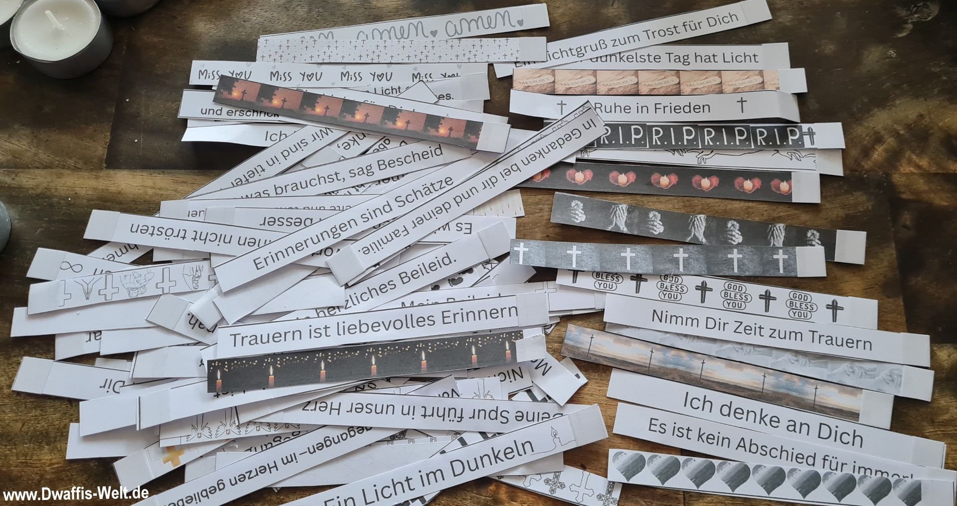 aus einem Teelicht wird ein toller Lichtgruß. Hier Trauer und Trost Vorlage