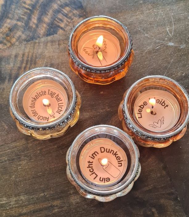 aus einem Teelicht wird ein toller Lichtgruß. Hier Trauer und Trost Vorlage