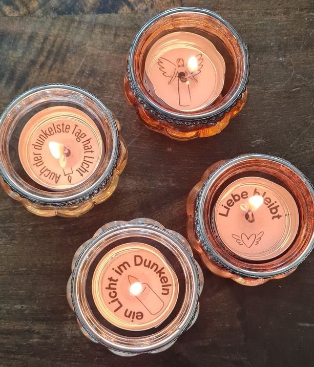 aus einem Teelicht wird ein toller Lichtgruß. Hier Trauer und Trost Vorlage