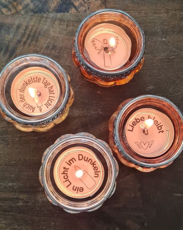 aus einem Teelicht wird ein toller Lichtgruß. Hier Trauer und Trost Vorlage