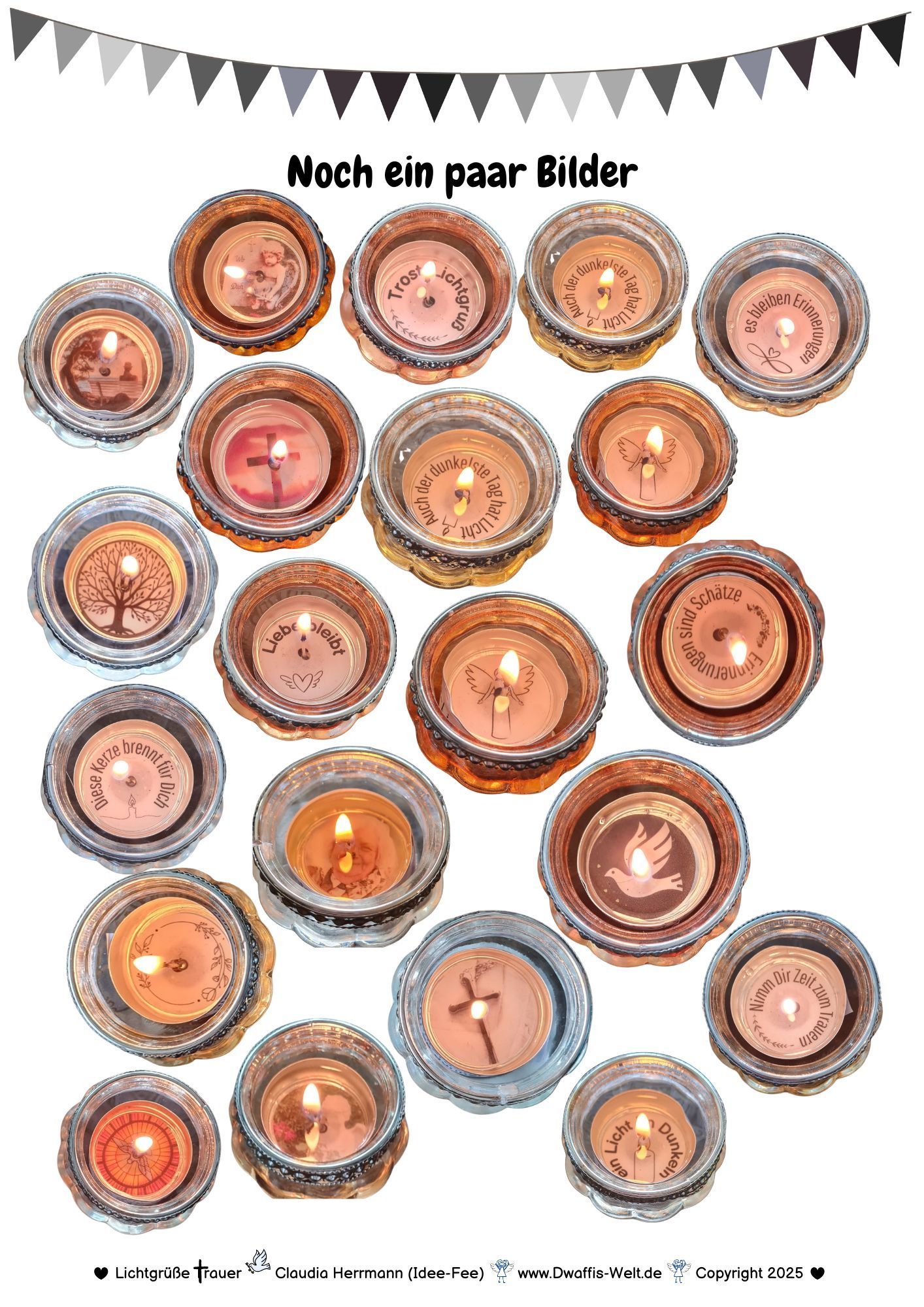 aus einem Teelicht wird ein toller Lichtgruß. Hier Trauer und Trost Vorlage