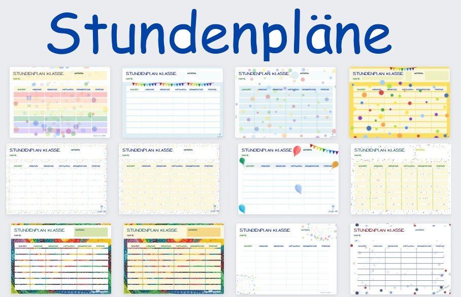 12 bunte Stundenpläne als Download Freebie. Endlich wird es bunt.