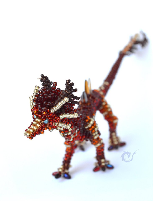 Beaded red wingless dragon