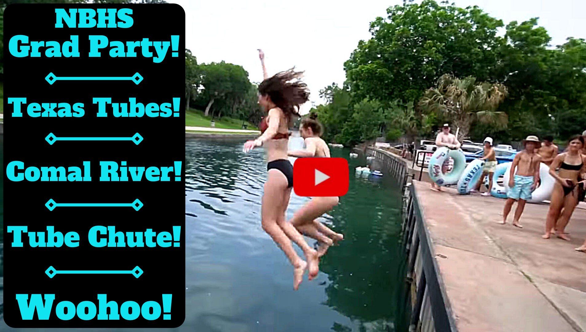 New Braunfels High School Comal River Tubing Party at Texas Tubes featuring the Tube Chute!