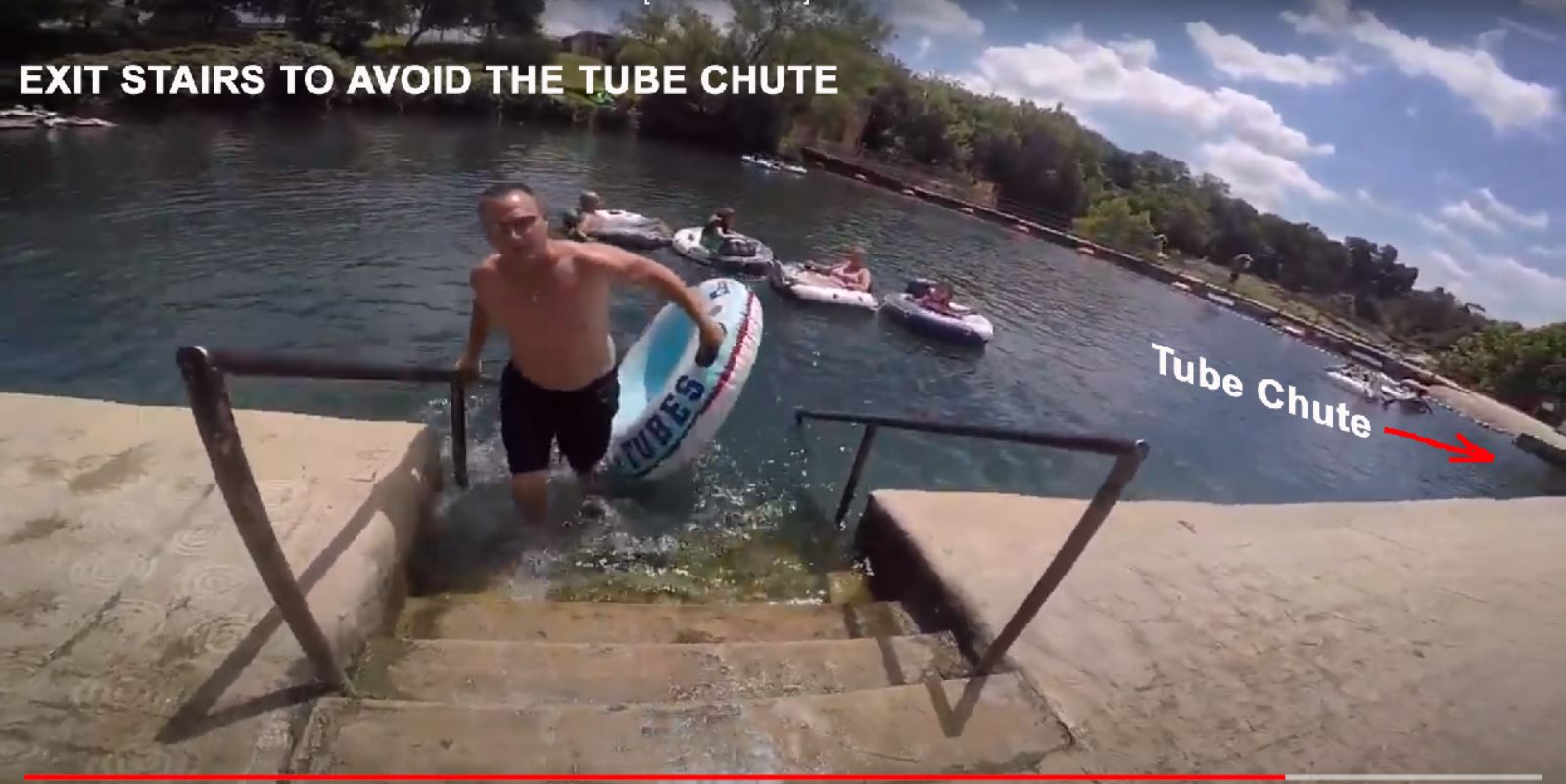 Use the handrails when exiting  the Comal River as the stairs may be slippery from algae growth - Texas Tubes