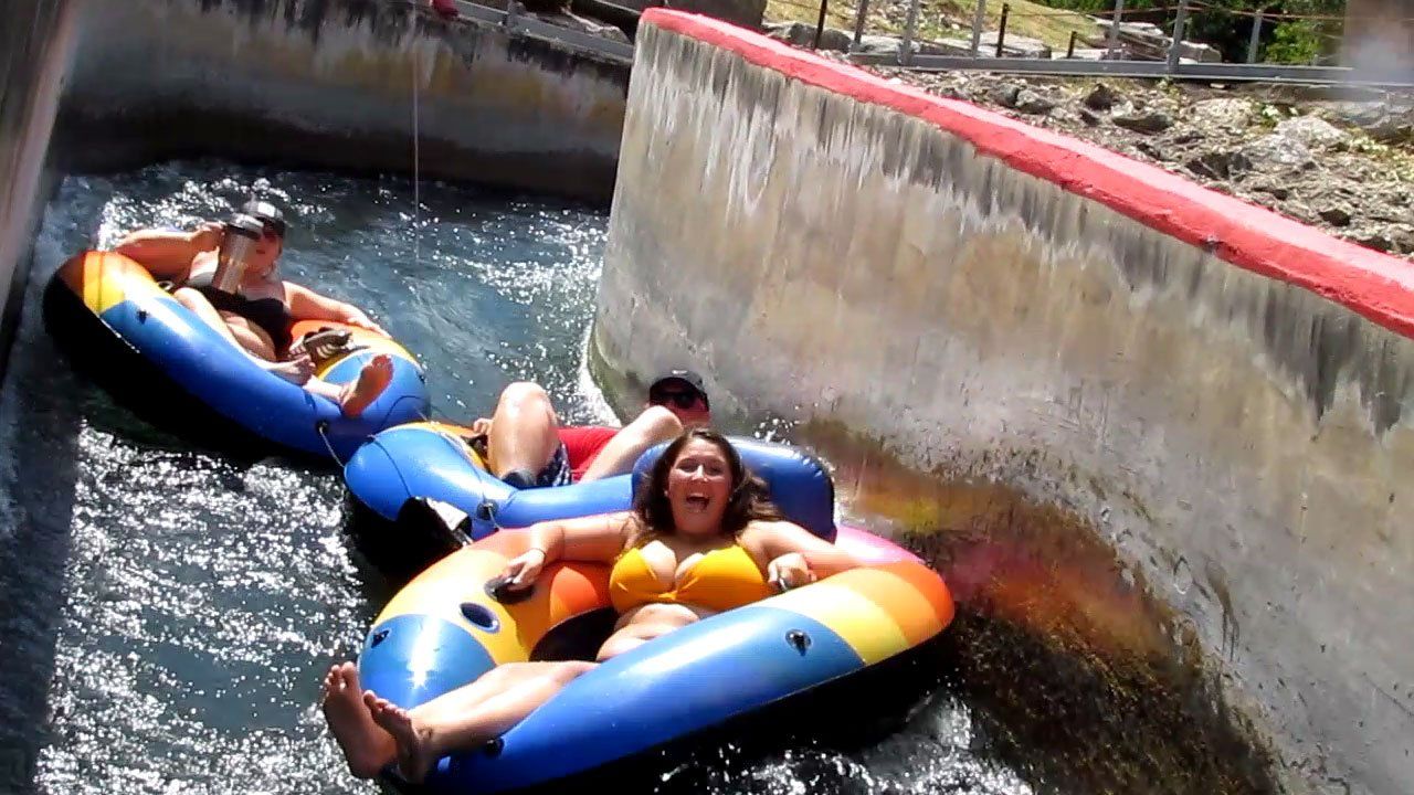 Fun Fun Fun blasting through the New Braunfels Tube Chute on the Comal River with Texas Tubes!