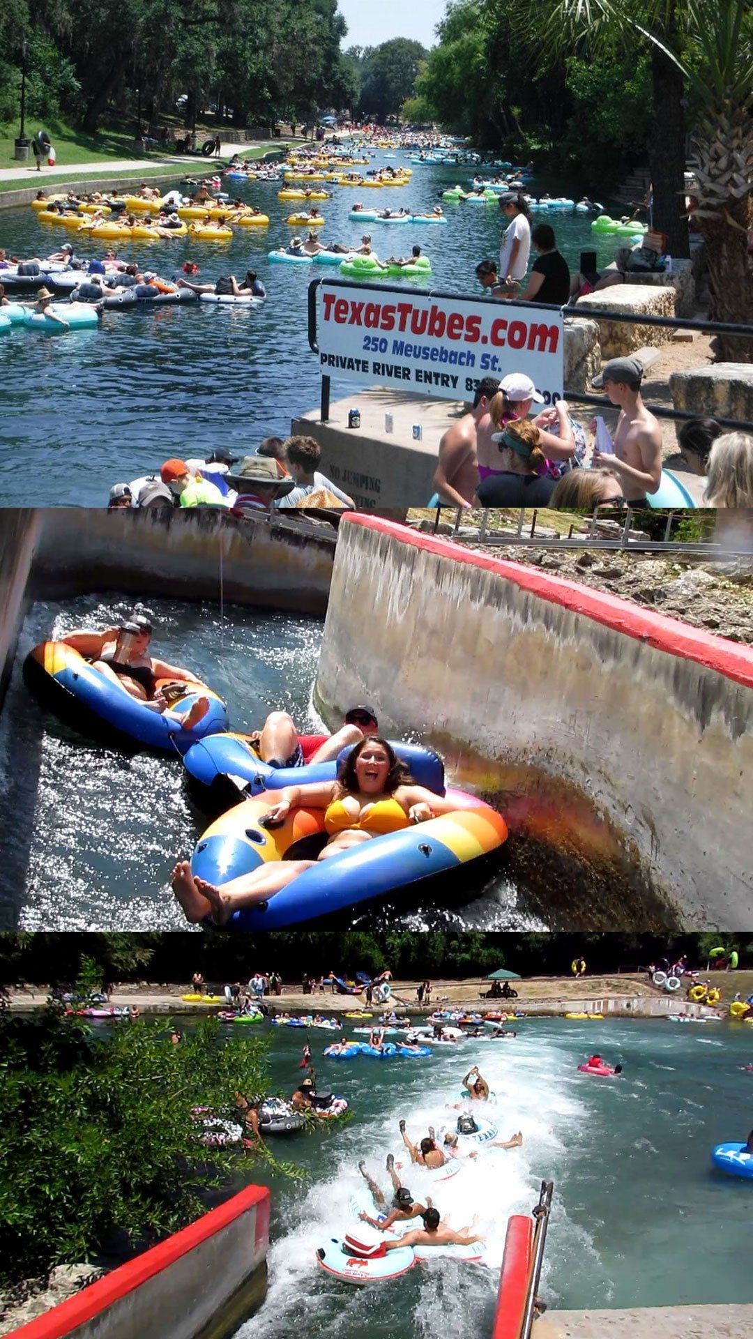 Exciting pictures of Comal River Tubing & the thrilling Tube Chute at Texas Tubes in New Braunfels