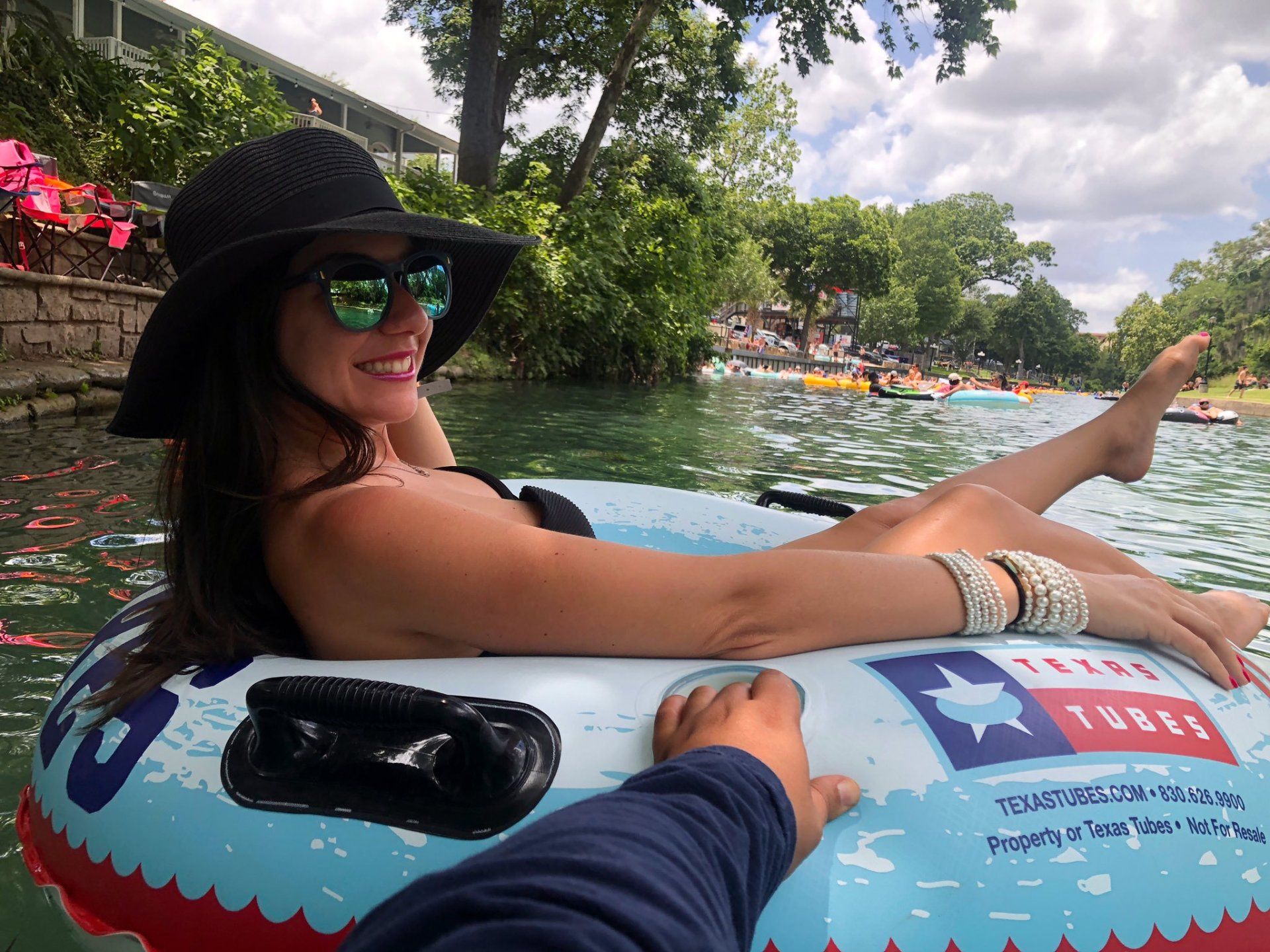 Relaxing on an inner tube just drifting down the beautiful Comal River at Texas Tubes near Houston!