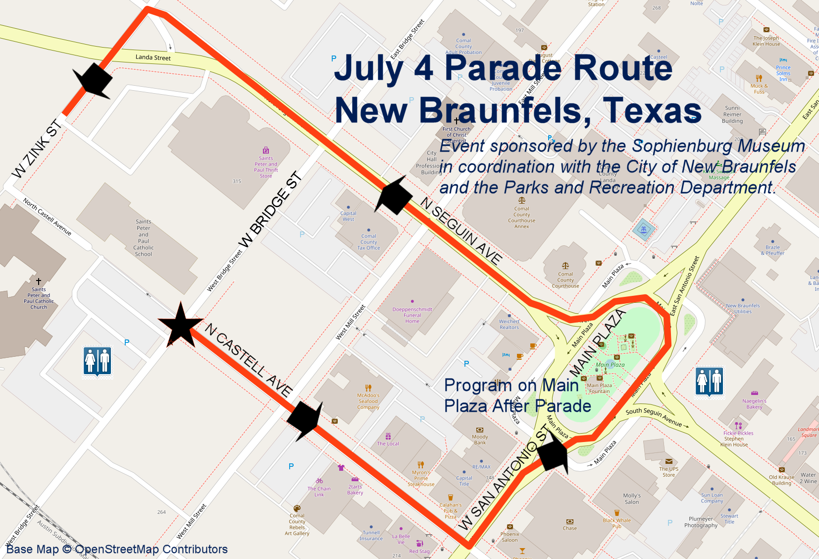 4th of July 2023 Parade Route Downtown New Braunfels, Texas 4th of July 2023 Parade Route Downtown New Braunfels, Texas
