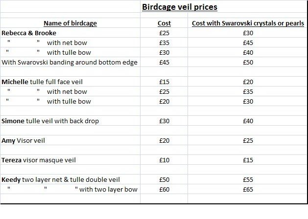 birdcage veil costs