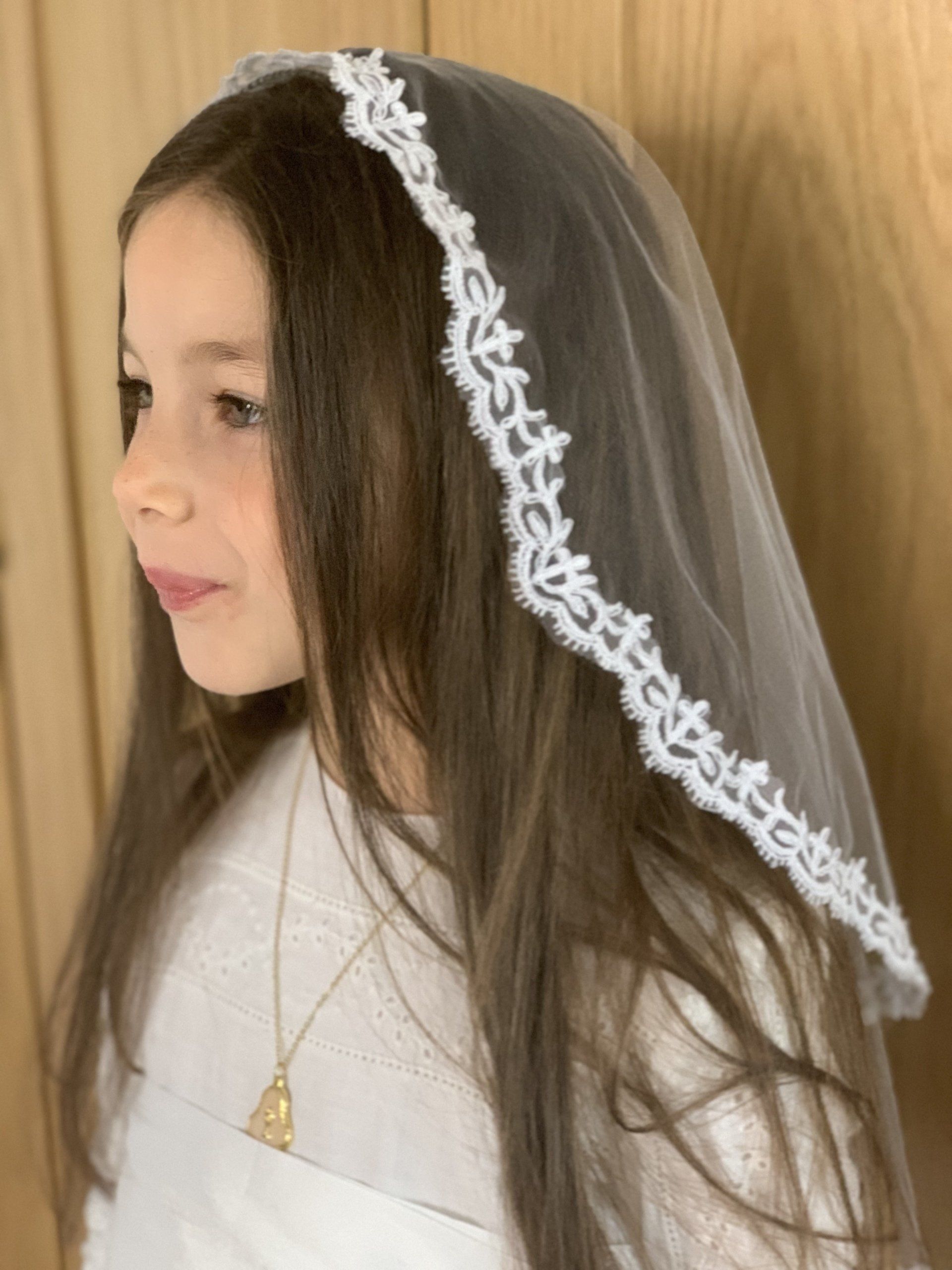 first communion lace mantilla veil